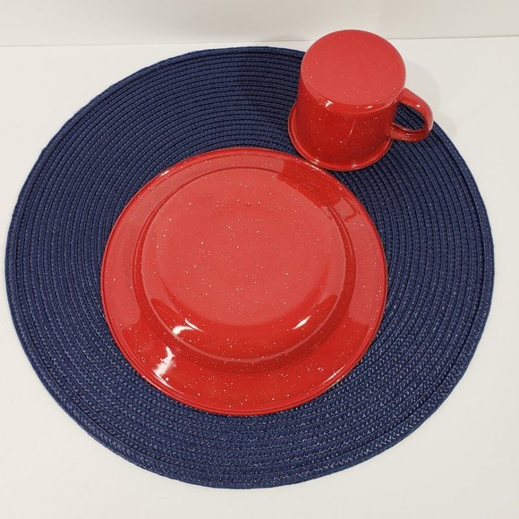 Vintage Red Speckled Enamelware Mugs (2) and Bowls (2) - Picture 5 of 5